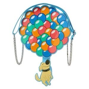 Loungefly Disney Pixar Up-Dug hanging from Balloons Crossbody Bag